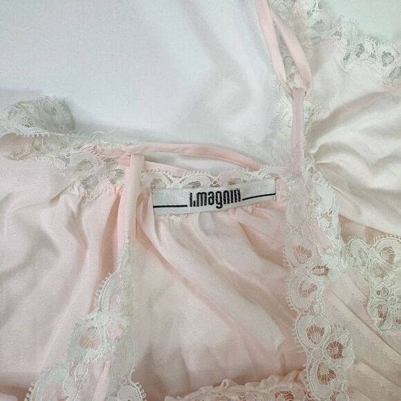 I. Magnin Slip Nightgown Women 25 Pink Lace  Sleeveless Nightgown Boudoir Vintag - Picture 6 of 8